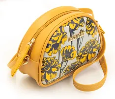 SACCI MUCCI Women's Rainbow Sling Bag - Vegan Leather and Cotton Canvas Fabric, Lightweight and Durable, floral Print (Mustard marigold)-thumb1