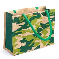 H&B Jute Bag ? Shopping Bag | Tote Bag | Carry Bag | Grocery Bag | Eco-Friendly Bag | Shoulder Bag | Handbag | Travel Bag | Beach Tote - Military Design (2 Green)-thumb1