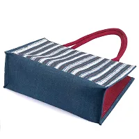 HB Jute Bag ? Shopping Bag | Tote Bag | Carry Bag | Grocery Bag | Eco-Friendly Bag | Shoulder Bag | Handbag | Travel Bag | Reusable Bag - Denim Strip Print (2 Bag)-thumb2