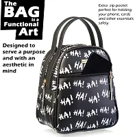 Sacci MUCCIMultipurpose Lunch Bag with Adjustable Strap a Perfect Office Bag for Women - Ha Ha Graffiti Doodle Art (Black)-thumb3
