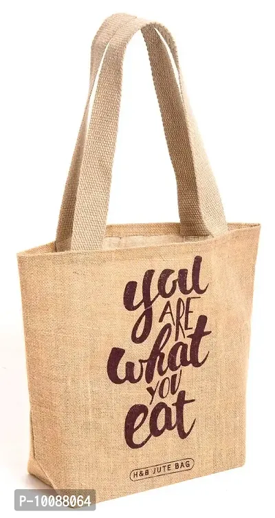 H&B Natural Jute Tote Bag (You are What You eat - Beige)-thumb0