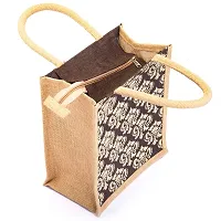 H&B Jute bag for lunch box Damask Design (Brown)-thumb1