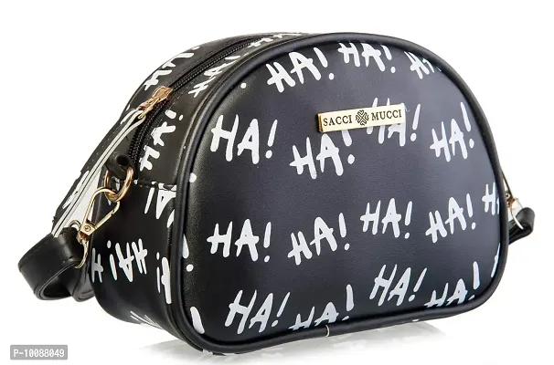 Sacci Mucci Women's Sling Bag or Women's Cross-body Bags - Ha Ha Graffiti Doodle Art (Black)