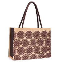 H&B Jute Shopping Bag ? Reusable Grocery Bag | Grocery Shopping Bag Large | Shopper Tote | Large Carry Bag ? Mandala Print (White and Brown)-thumb1