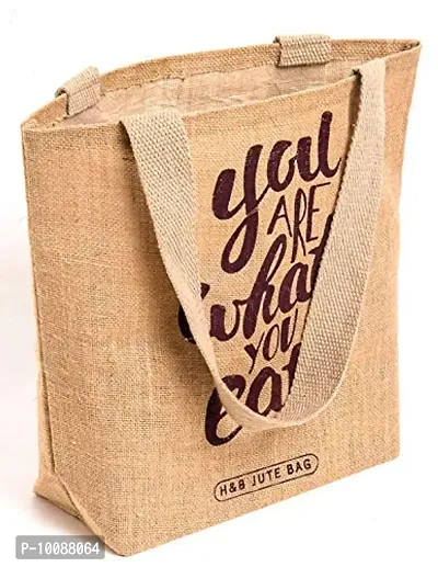 H&B Natural Jute Tote Bag (You are What You eat - Beige)-thumb2
