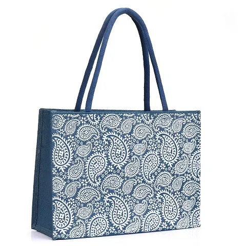 H&B Jute Bag – Shopping Bag | Tote Bag | Carry Bag | Grocery Bag | Eco-Friendly Bag | Shoulder Bag | Handbag | Travel Bag | Beach Tote - Indian Paisley Design