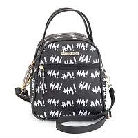 Sacci MUCCIMultipurpose Lunch Bag with Adjustable Strap a Perfect Office Bag for Women - Ha Ha Graffiti Doodle Art (Black)-thumb1