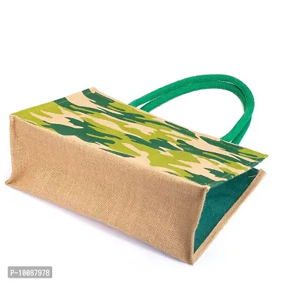 H&B Jute Bag ? Shopping Bag | Tote Bag | Carry Bag | Grocery Bag | Eco-Friendly Bag | Shoulder Bag | Handbag | Travel Bag | Beach Tote - Military Design (Green)-thumb3