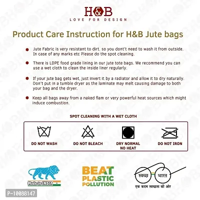 H&B Unisex Jute Tote Bag OWL Design (Blue)-thumb5