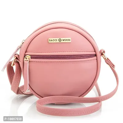 Sacci Mucci sling bag for women or Women's round sling bag (Blush)-thumb0