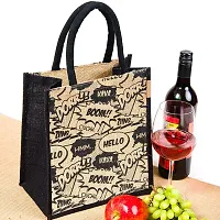 H&B Jute Waterproof Lunch Bag for Men and Women, 11x9x6-inches(Multicolour)-thumb1