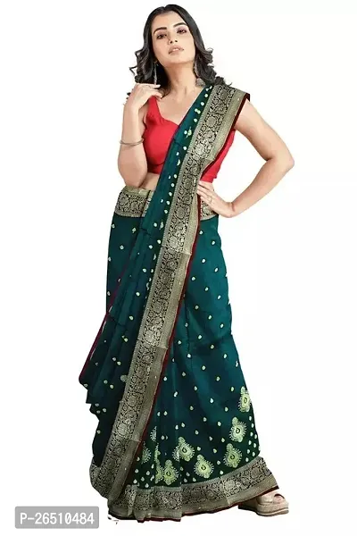 Stylish Art Silk Green Embroidered Saree with Blouse piece