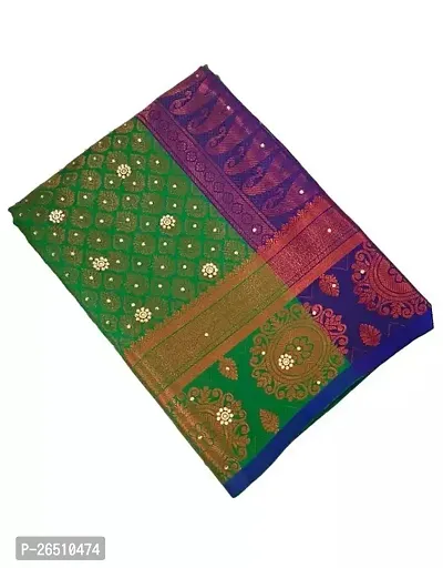 Stylish Art Silk Green Embroidered Saree with Blouse piece