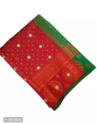 Stylish Art Silk Red Embroidered Saree with Blouse piece