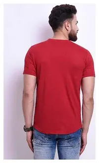 Reliable Red Polyester Striped Round Neck Tees For Men-thumb1