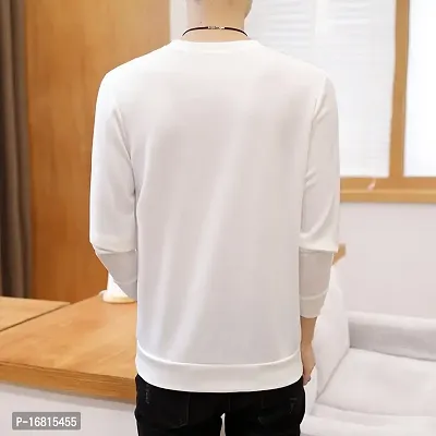 Reliable White Cotton Blend Printed Round Neck Tees For Men-thumb2