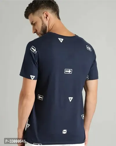 Comfortable Navy Blue Polyester Tees For Men-thumb2