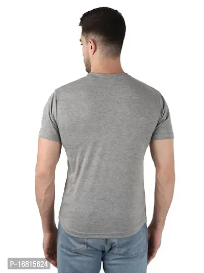 Reliable Grey Cotton Blend Printed Round Neck Tees For Men-thumb2