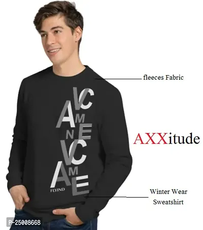 Elegant Black Fleece Printed Long Sleeves Sweatshirt For Men-thumb2