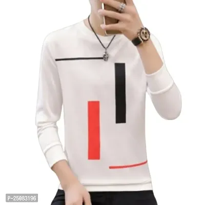 Reliable White Cotton Blend Printed Round Neck Tees For Men-thumb2