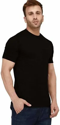 Reliable Black Polyester Solid Round Neck Tees For Men-thumb2