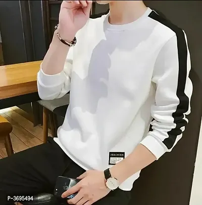 Reliable White Cotton Solid Round Neck Tees For Men