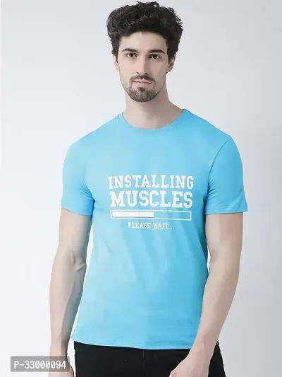 Comfortable Blue Cotton Blend Tees For Men-thumb0