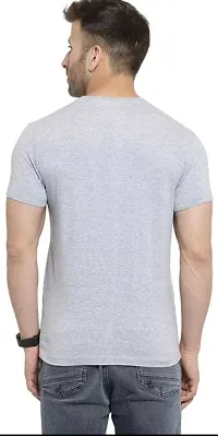 Reliable Grey Polyester Solid Round Neck Tees For Men-thumb1