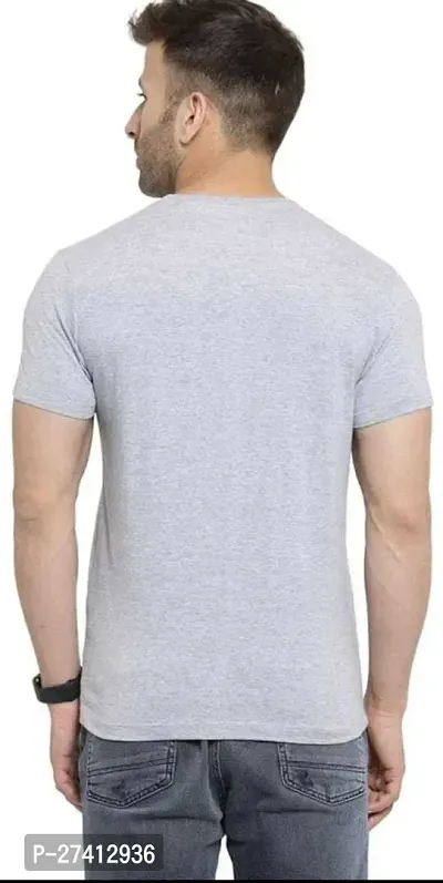 Reliable Grey Polyester Solid Round Neck Tees For Men-thumb2