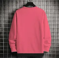 Stylish Pink Cotton Blend Printed Round Neck Tees For Men-thumb1