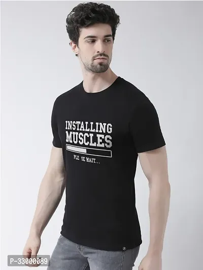 Comfortable Black Cotton Blend Tees For Men-thumb0