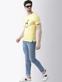 Comfortable Yellow Cotton Blend Tees For Men-thumb2