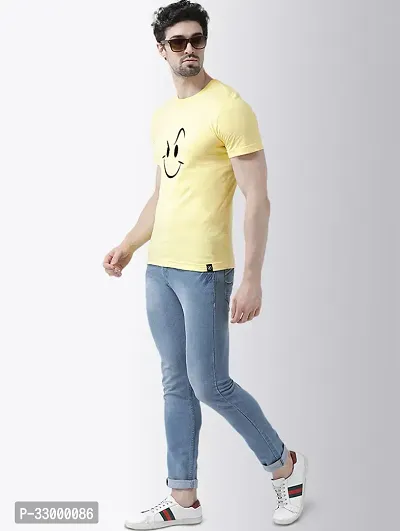 Comfortable Yellow Cotton Blend Tees For Men-thumb3