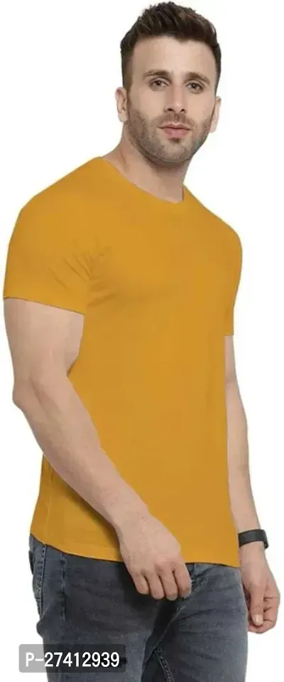 Reliable Yellow Polyester Solid Round Neck Tees For Men-thumb3