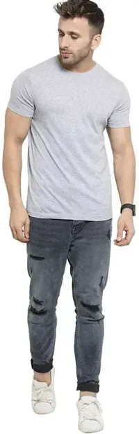 Reliable Grey Cotton Blend Printed Round Neck Tees For Men-thumb2