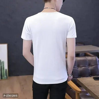 Reliable White Polyester Printed Round Neck Tees For Men-thumb2