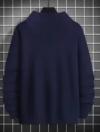 Elegant Navy Blue Fleece Printed Long Sleeves Hoodies For Men-thumb1