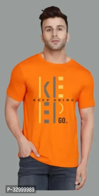 Comfortable Orange Polyester Tees For Men-thumb0