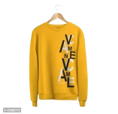 Elegant Yellow Fleece Printed Long Sleeves Sweatshirt For Men