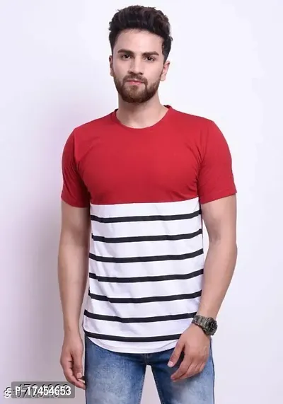 Reliable Multicoloured Polycotton Self Pattern Round Neck Tees For Men-thumb2