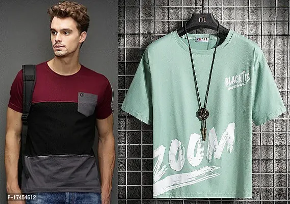 Reliable Multicoloured Polycotton Printed Round Neck Tees For Men