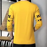 Reliable Yellow Cotton Blend Printed Round Neck Tees For Men-thumb1