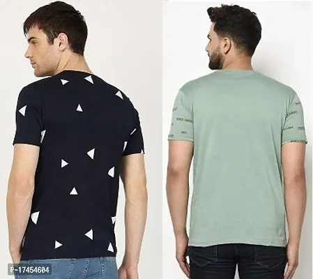 Reliable Multicoloured Polycotton Printed Round Neck Tees For Men-thumb2