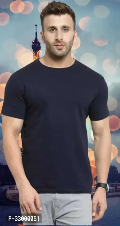 Comfortable Blue Polyester Tees For Men-thumb0