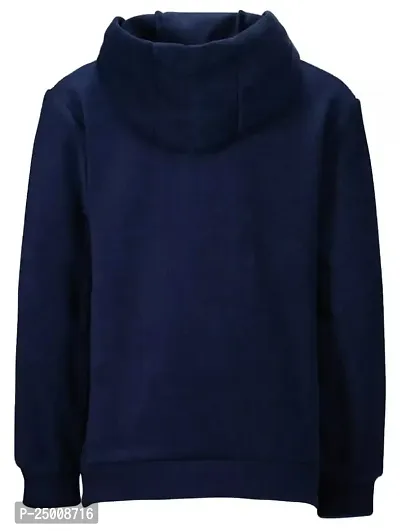 Elegant Navy Blue Fleece Printed Long Sleeves Hoodies For Men-thumb2