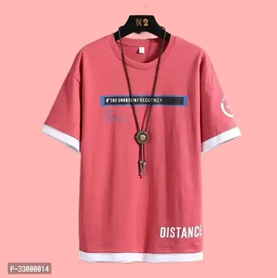 Comfortable Pink Polyester Tees For Men-thumb0