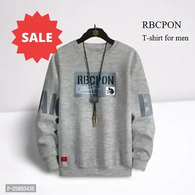 Reliable Grey Cotton Blend Printed Round Neck Tees For Men