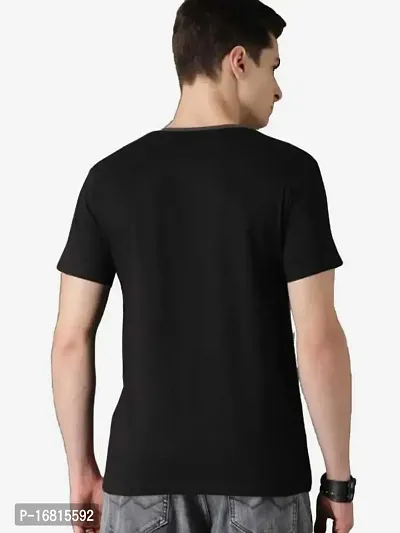 Reliable Black Cotton Blend Printed Round Neck Tees For Men-thumb2