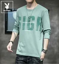 Reliable Green Cotton Blend Printed Round Neck Tees For Men-thumb1