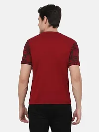 Reliable Maroon Cotton Blend Self Pattern Round Neck Tees For Men-thumb1